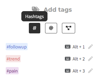 Tag helper hashtags